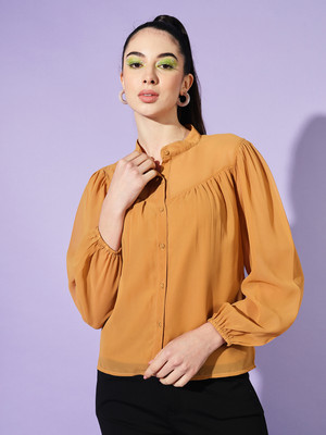 Moda Rapido Casual Solid Women Yellow Top