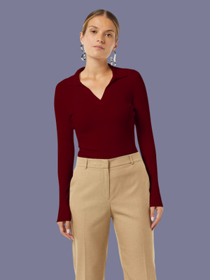 Kashonaa Casual Solid Women Maroon Top