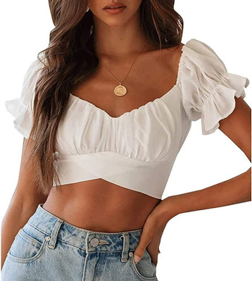 NewlookAs Casual Solid Women White Top