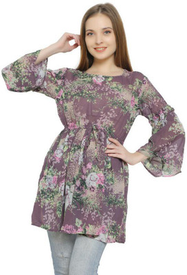 StyloQueen Casual Floral Print Women Purple Top