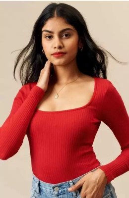 Whitewhale Casual Self Design Women Red Top
