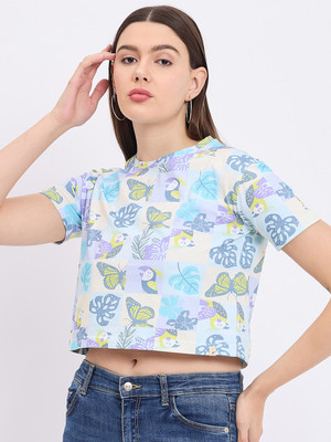 DUKE Casual Printed Women Purple Top