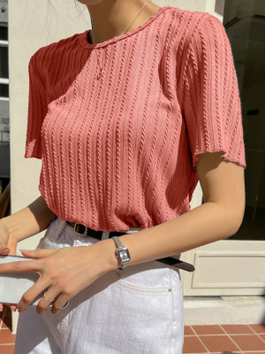 veshh Casual Solid, Striped Women Orange Top
