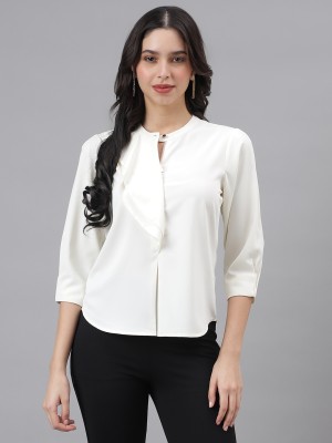 LATIN QUARTERS Casual Solid Women White Top