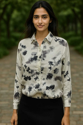 BHART SAREES Casual Floral Print Women White Top