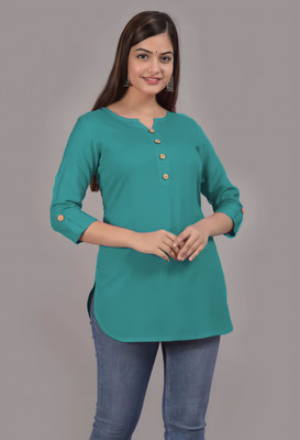 Kaircollection Casual Solid Women Green Top