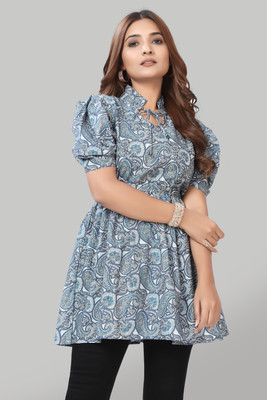 HEMANG FASHION Casual Printed Women Blue Top