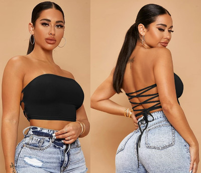 Traquila Casual Solid Women Black Top
