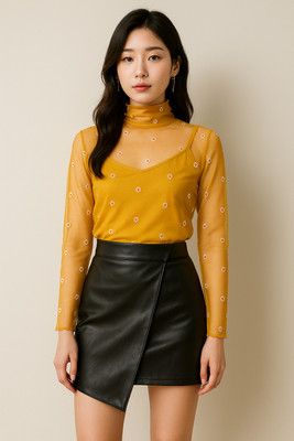 Avyola Casual Embroidered Women Yellow Top