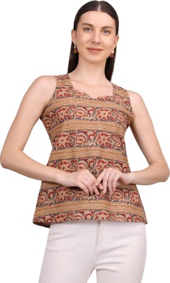 UNFAKENOW Casual Printed Women Brown Top