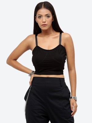 BAAWRI Casual Solid Women Black Top