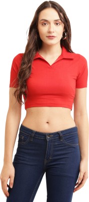 Lilyn Casual Solid Women Red Top