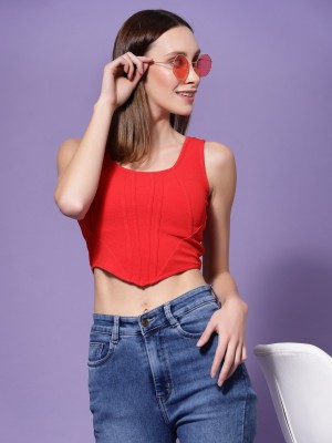 KASSUALLY Casual Solid Women Red Top