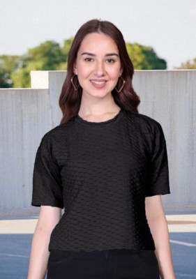 Telzip Party Solid Women Black Top