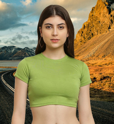 The Unicharm Casual Solid Women Light Green Top