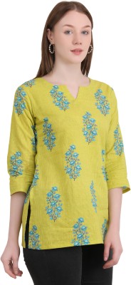 UNFAKENOW Casual Printed Women Light Green Top