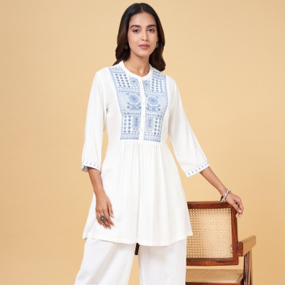 Rangmanch by Pantaloons Casual Solid Women White Top