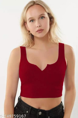 ANBICH DESIGNS Casual Solid Women Maroon Top