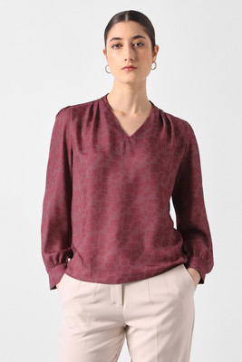 VAN HEUSEN Formal Printed Women Maroon Top