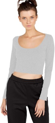 THE BLAZZE Casual Solid Women Grey Top