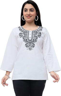 Luvtex Casual Embroidered Women White Top