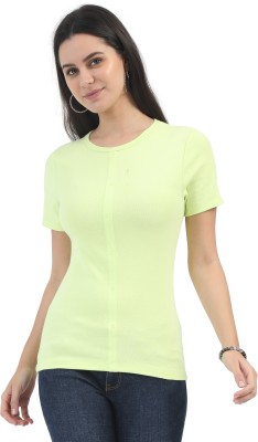 PIPER INTERNAATIONAL Casual Solid Women Light Green Top