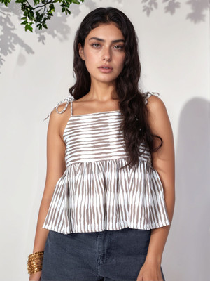 FashFun Casual 3/4 Sleeve Printed Women White Top