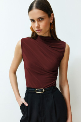 SIGHTBOMB Party Solid Women Maroon Top