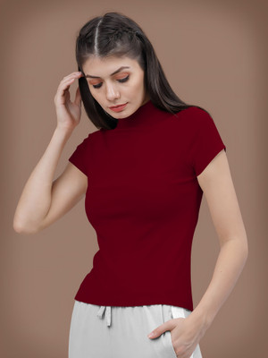Maheshvi Casual Solid Women Maroon Top