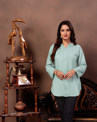 ATHARVFASHION Casual Solid Women Light Blue Top