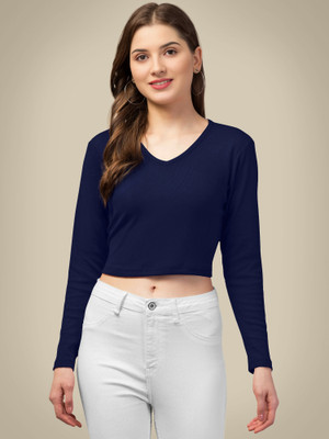 Maheshvi Casual Solid Women Dark Blue Top