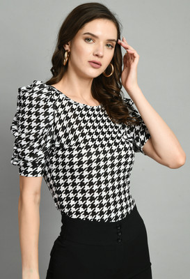 SAKSHI TRADER Casual Checkered Women Black Top