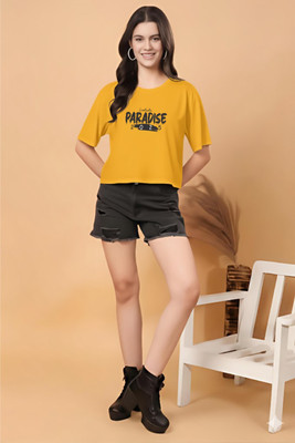 FURRR Casual Self Design Women Yellow Top