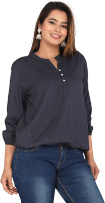 Djngkldjng Party Solid Women Grey Top