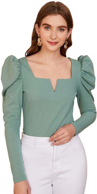 CoolAndCasual Casual Solid Women Green Top