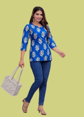 Jalsa Casual Printed Women Blue Top