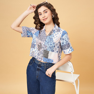 YU by Pantaloons Casual Printed Women Multicolor Top