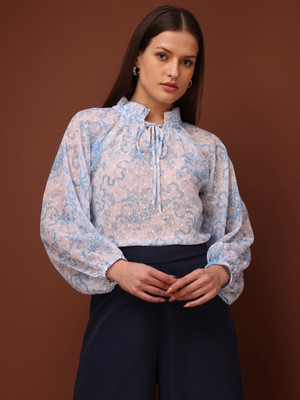 PURVAJA Casual Printed Women Blue Top