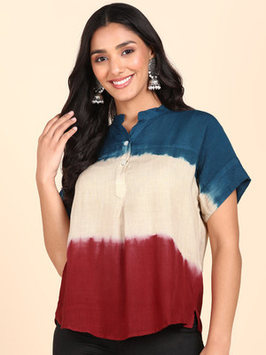 PinkTribe Casual Tie & Dye Women Red Top