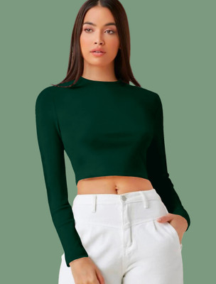 Dream Beauty Fashion Casual Solid Women Dark Green Top