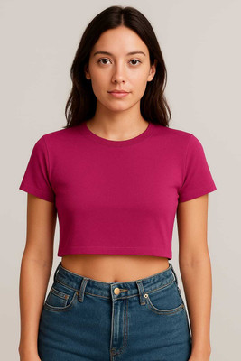 ALSUN Casual Solid Women Red Top