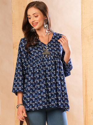 Globus Formal Printed Women Blue, Dark Blue, White Top