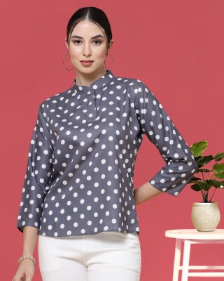 HASMI TRENDZ Casual Printed Women Grey, White Top