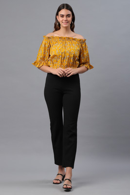 ADRIANA Party Printed Women Yellow Top