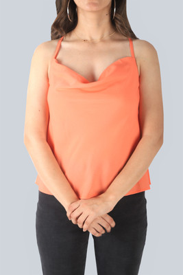 OTTAVIA Party Solid Women Orange Top