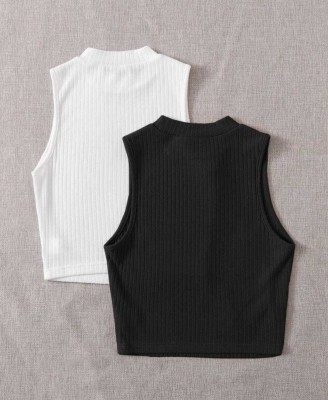 USK COLLECTIONS Casual Self Design Women White, Black Top