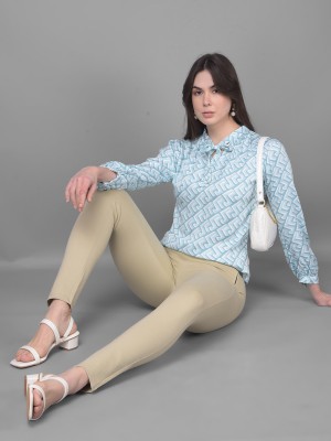 CRIMSOUNE CLUB Casual Printed Women Light Blue Top