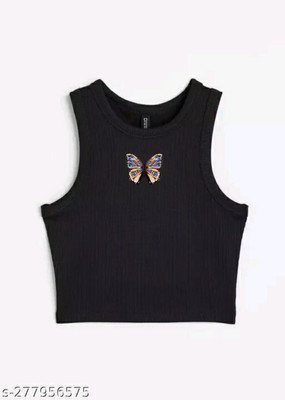 TRENDY ERA Casual Striped Women Black Top