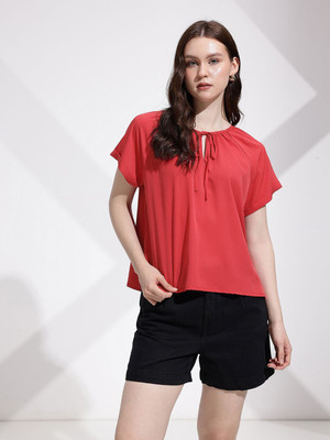 encore by INVICTUS Casual Solid Women Red Top