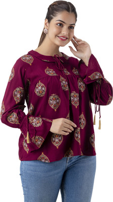 DMP EXPORT Party Printed Women Maroon Top